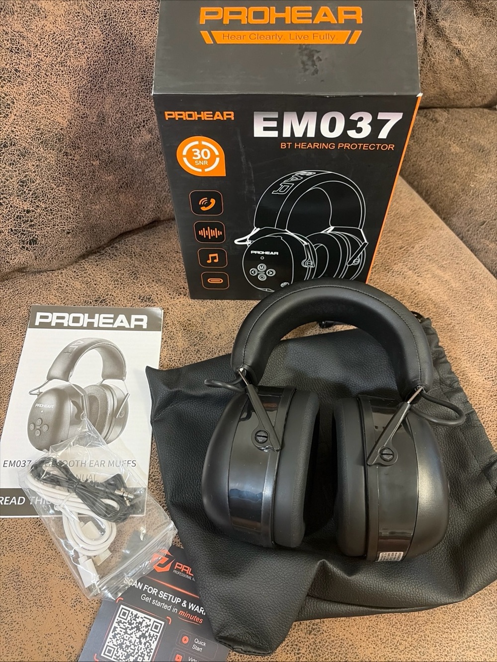 PROHEAR EM037 Bluetooth 6.0 hearing protection earmuffs in excellent